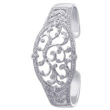 925 Silver Bangle with CZ Rhodium Plated Jewelry for Gift